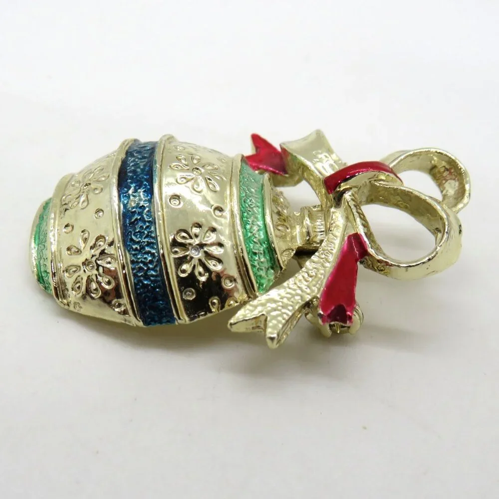 Vintage Gerrys Brooch Gold Tone‎ Enamel Christmas Ornament 2